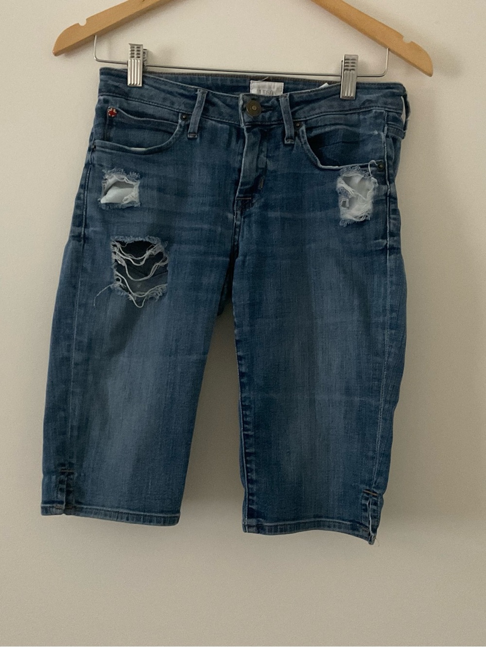 Hudson Jeans light blue distressed denim shorts